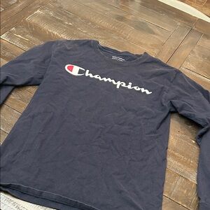Champion Dark Blue Logo Long Sleeve Tee